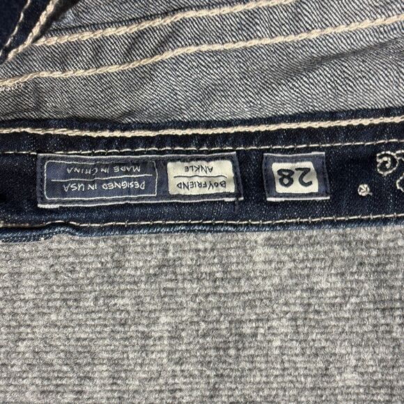 Miss Me Jeans Womens 28 Boyfriend Ankle Blue Stonewash Flap Rhinestone 28x33 - Picture 8 of 12